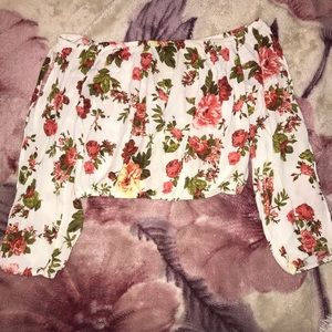 White Floral Crop Top